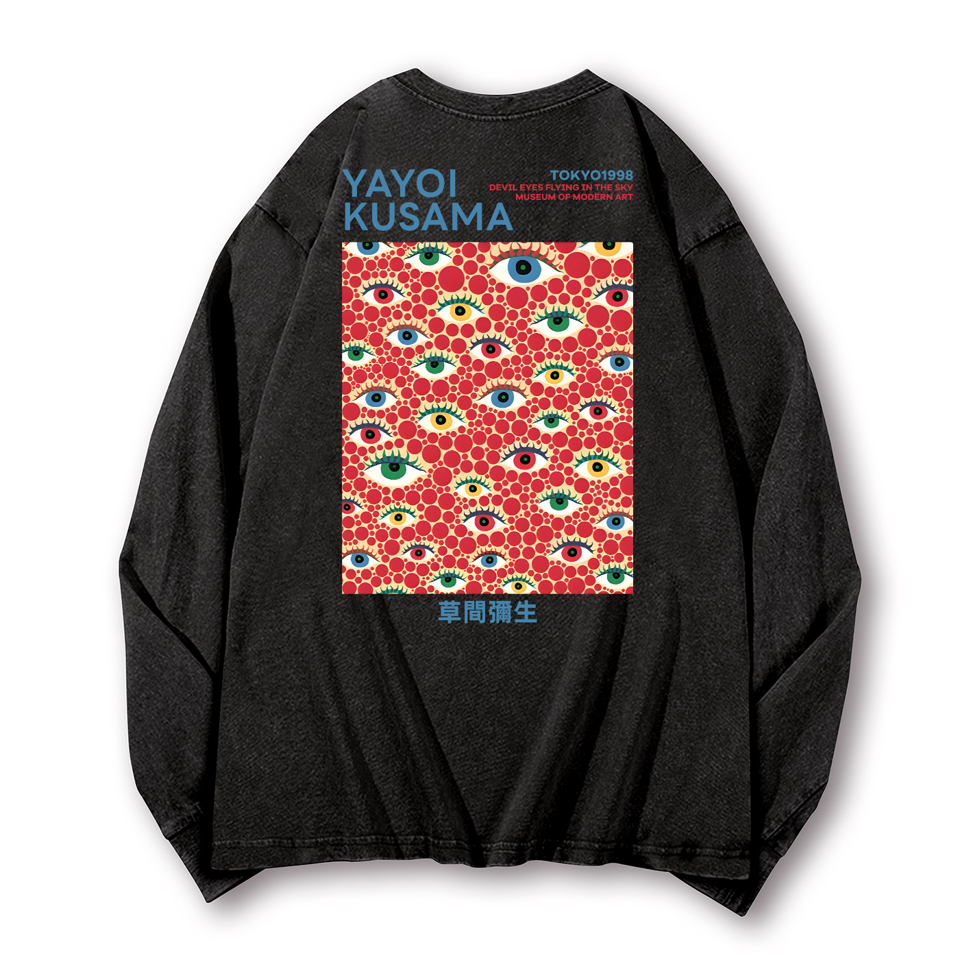Yayoi Kusama Vintage Washed Cotton Back Art Long-sleeve T-shirt