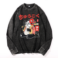 Panda Vintage Cotton Wash Crewneck Long-Sleeve T-Shirt
