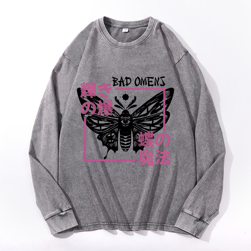 Vintage Cotton Wash Crewneck Long-Sleeve T-Shirt