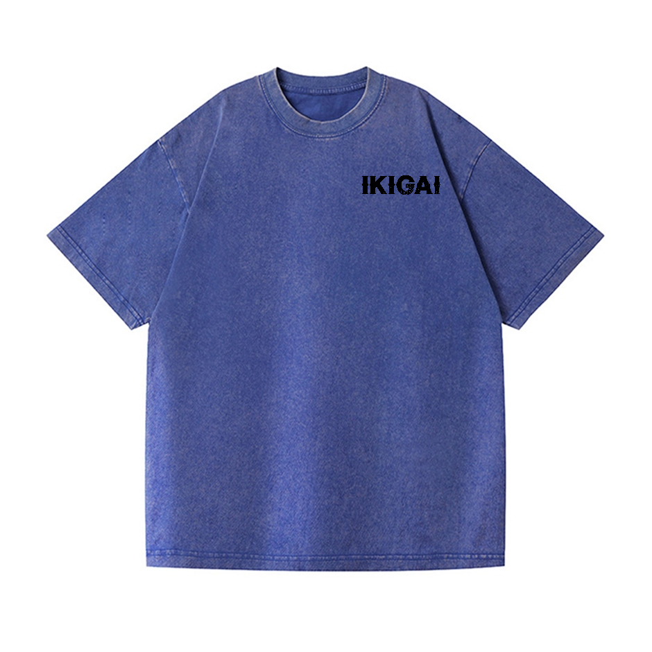 Ikigai Tiger Vintage Wash Japanese Design Back Art T-Shirt