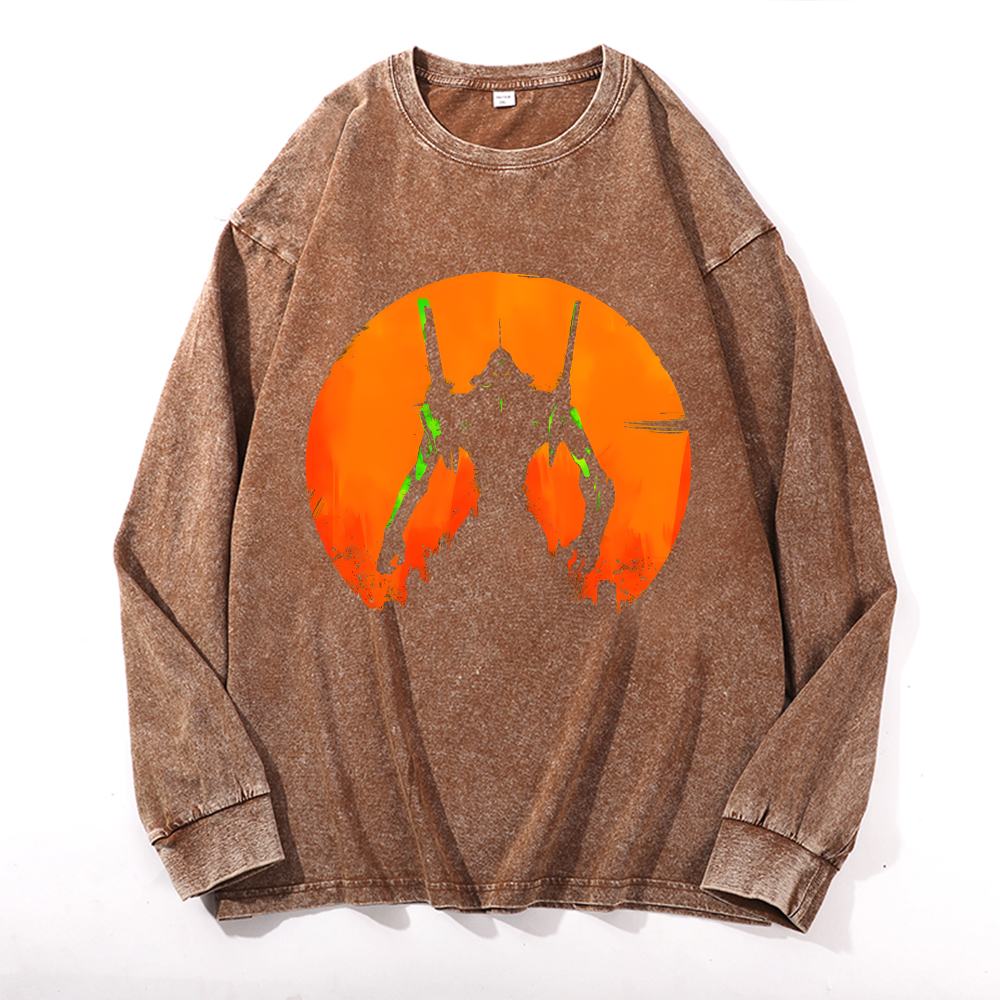 Vintage Cotton Wash Crewneck Long-Sleeve T-Shirt
