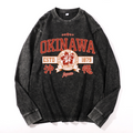 Okinawa Daito Sakishima Ryukyu Vintage Cotton Wash Crewneck Long-Sleeve T-Shirt