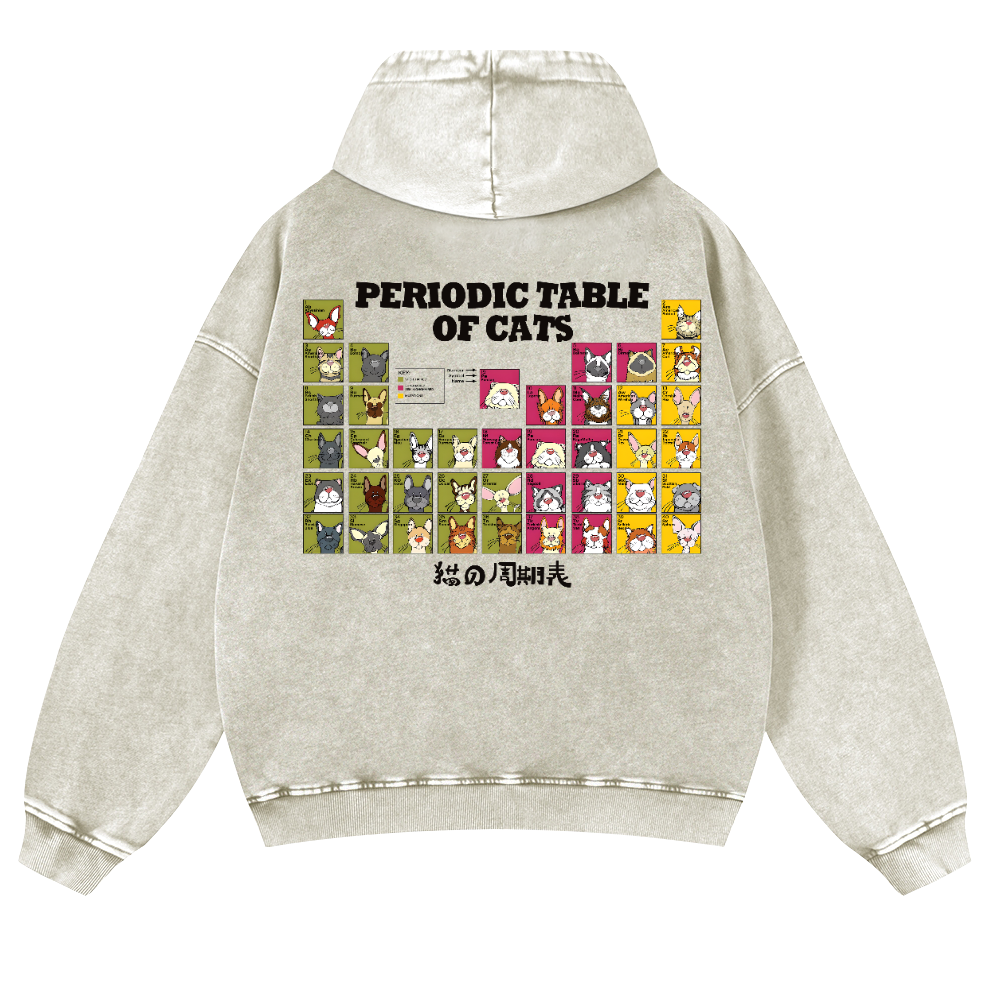 Periodic Table of Cats Vintage Washed Cotton Back Art Hoodie