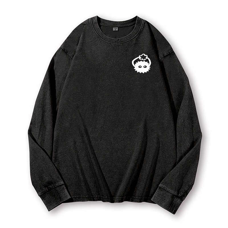 Ghibli Totoro No Face Kaonashi Vintage Washed Cotton Back Art Long-sleeve T-shirt