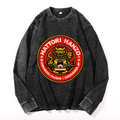 Hattori Hanzo Komainu Okinawa Japan Vintage Cotton Wash Crewneck Long-Sleeve T-Shirt