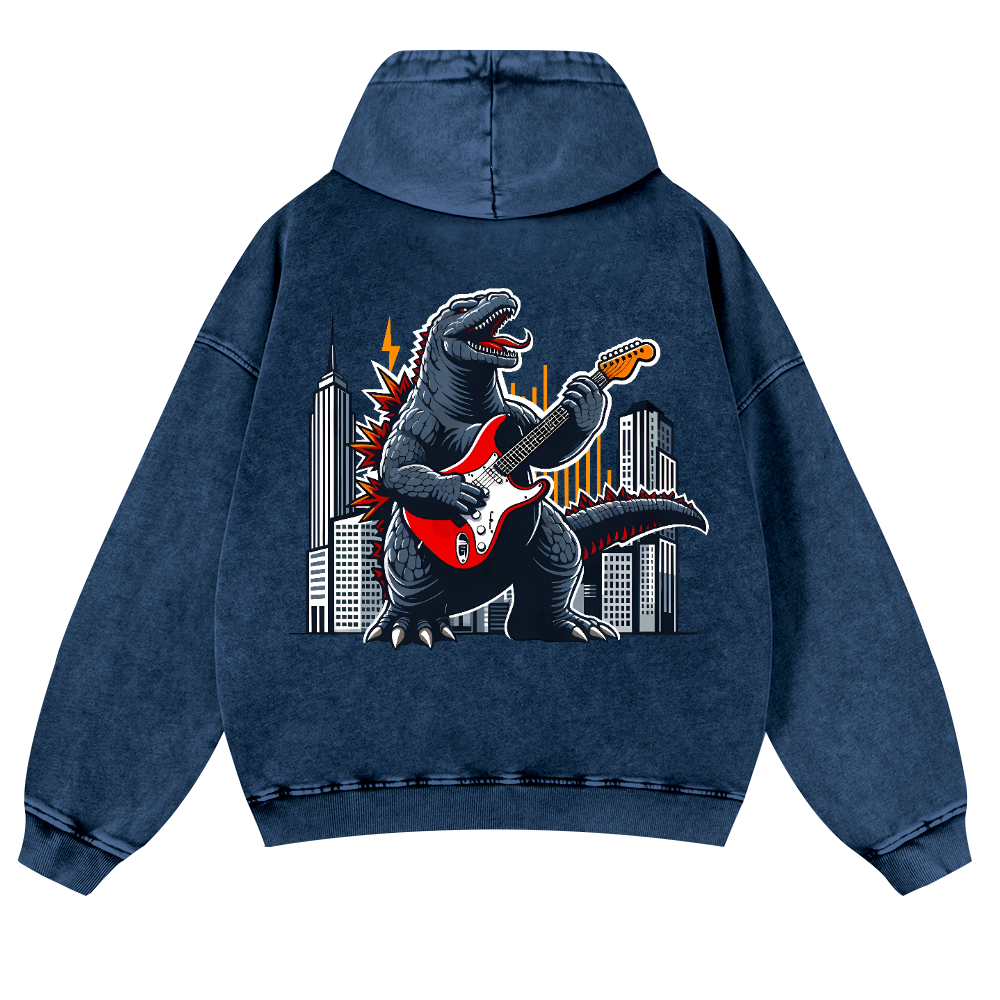 Rock Kaiju Vintage Washed Cotton Back Art Hoodie