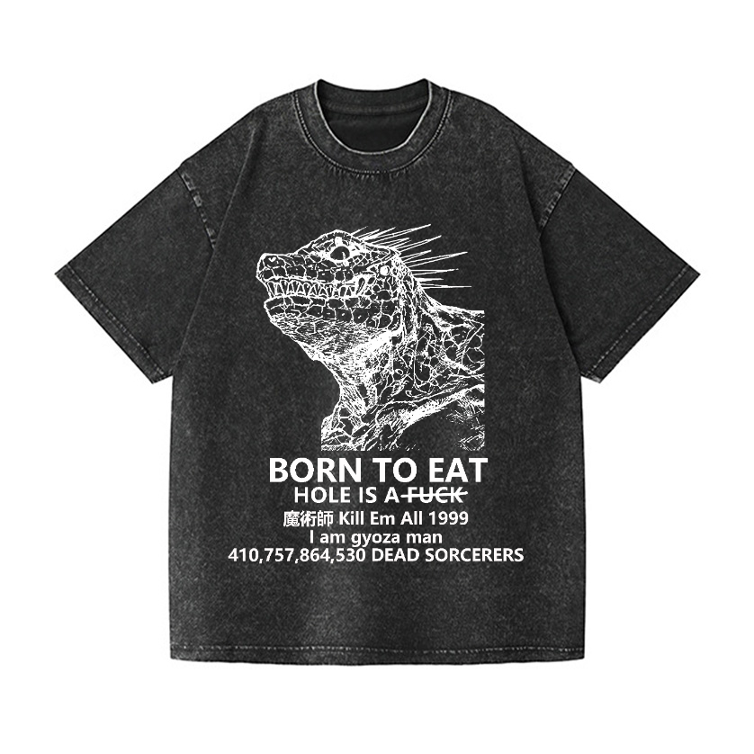 Born To Eat Kaiju Vintage Wash Japanese Design T-Shirt