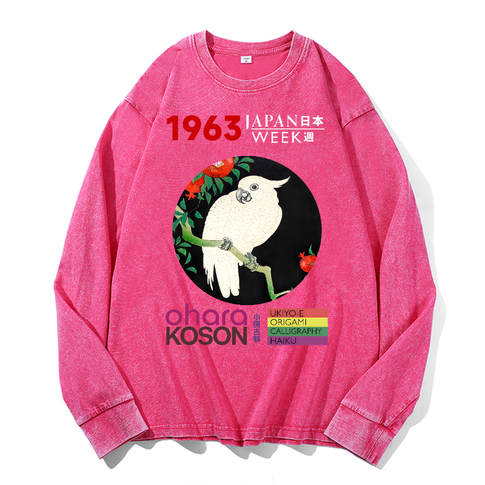 Ohara Koson Vintage Cotton Wash Crewneck Long-Sleeve T-Shirt