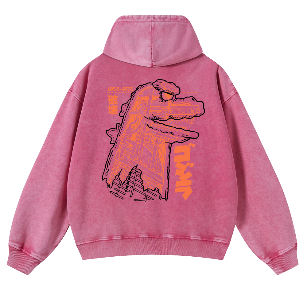 Kaiju Vintage Washed Cotton Back Art Hoodie