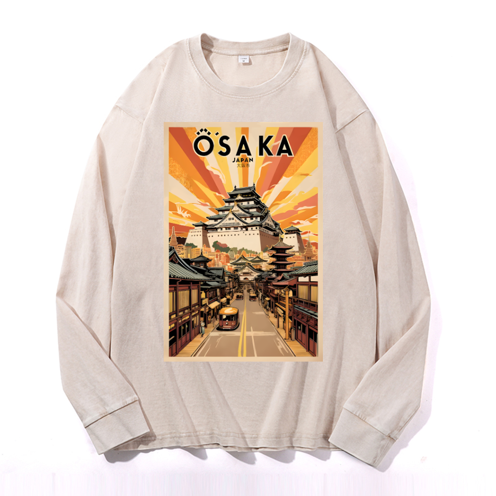 Osaka Vintage Cotton Wash Crewneck Long-Sleeve T-Shirt