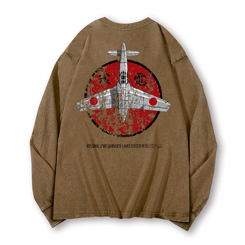 Shinden Fighter Alternate Vintage Washed Cotton Back Art Long-sleeve T-shirt