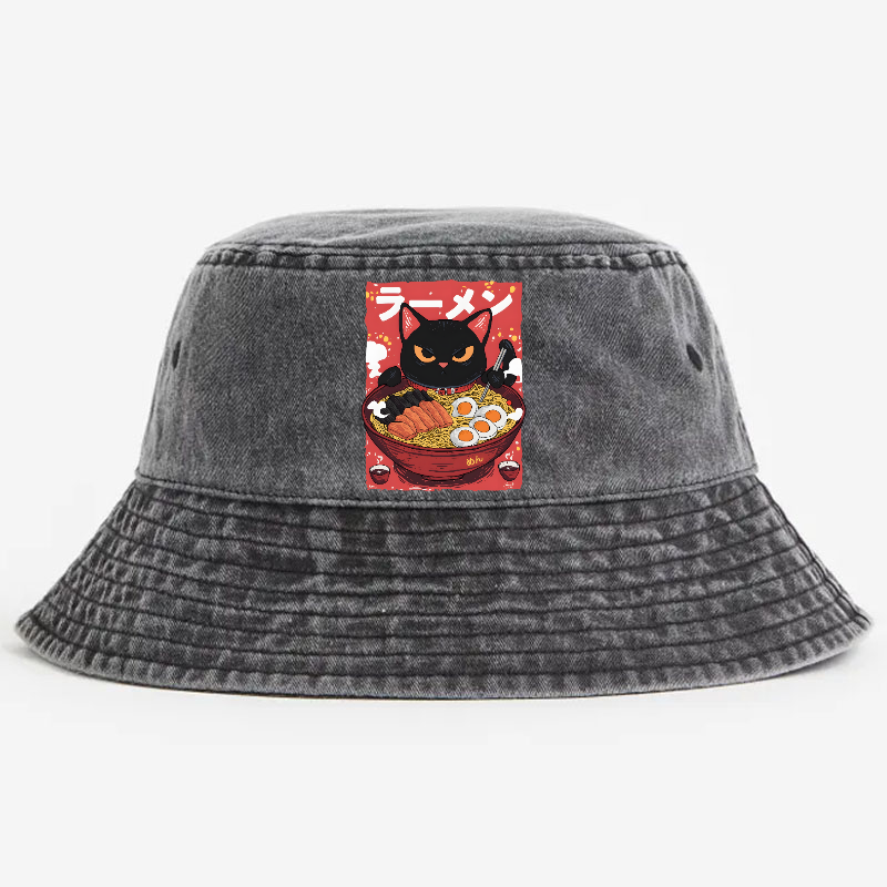 Ramen Cat Vintage 100% Cotton Bucket Hat