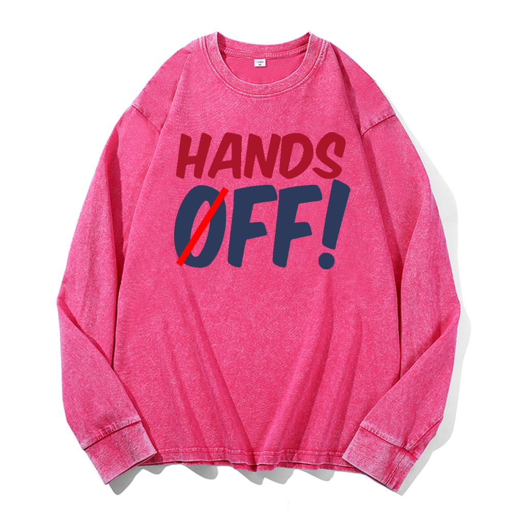 Hands Off! Vintage Cotton Wash Long-sleeve T-shirt