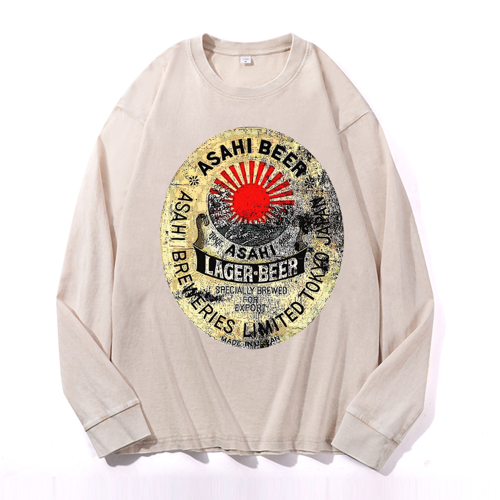 Vintage Cotton Wash Crewneck Long-Sleeve T-Shirt