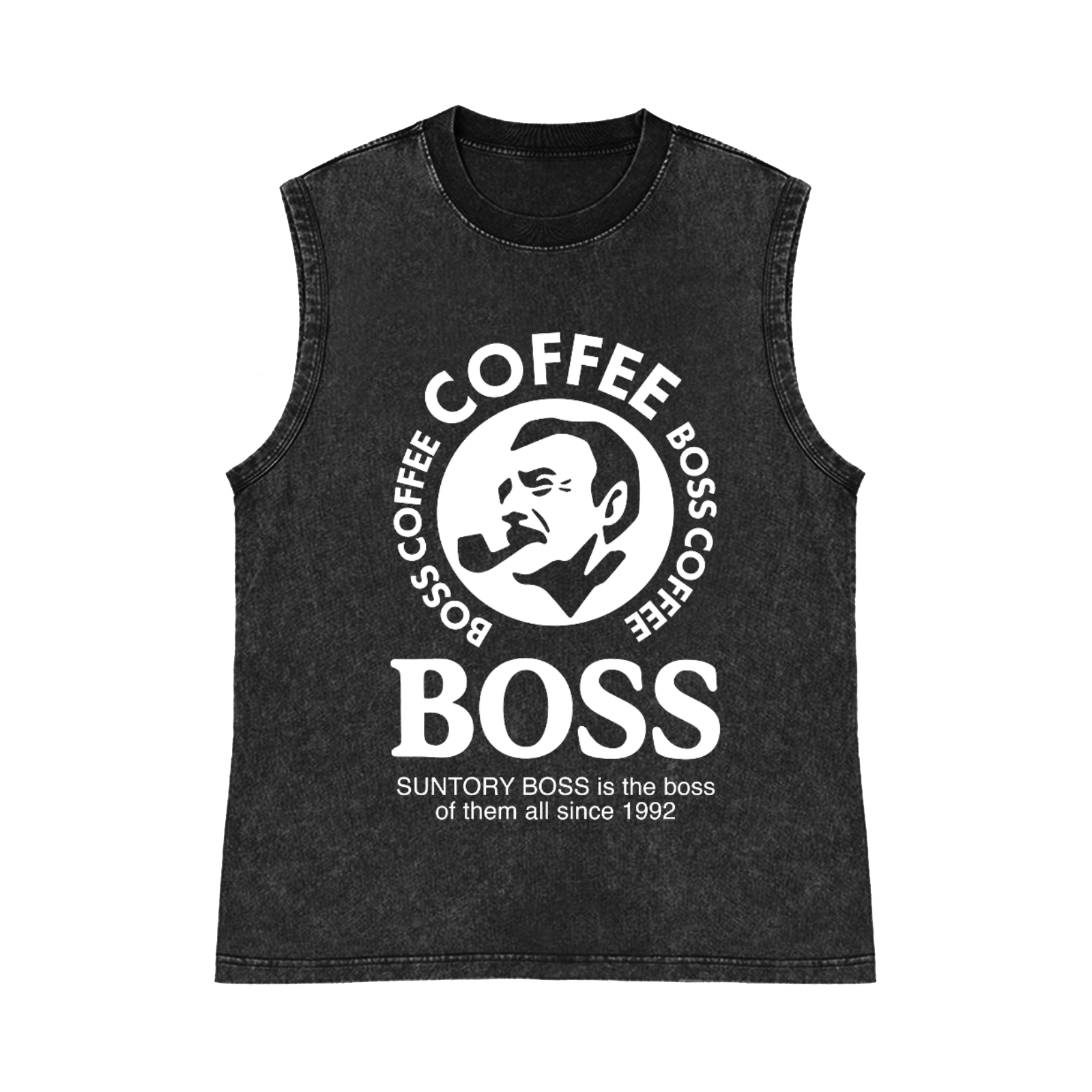 Coffee Boss Pure Cotton Wash-Dyed Sleeveless Tank Top
