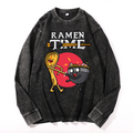 Ramen Vintage Cotton Wash Crewneck Long-Sleeve T-Shirt