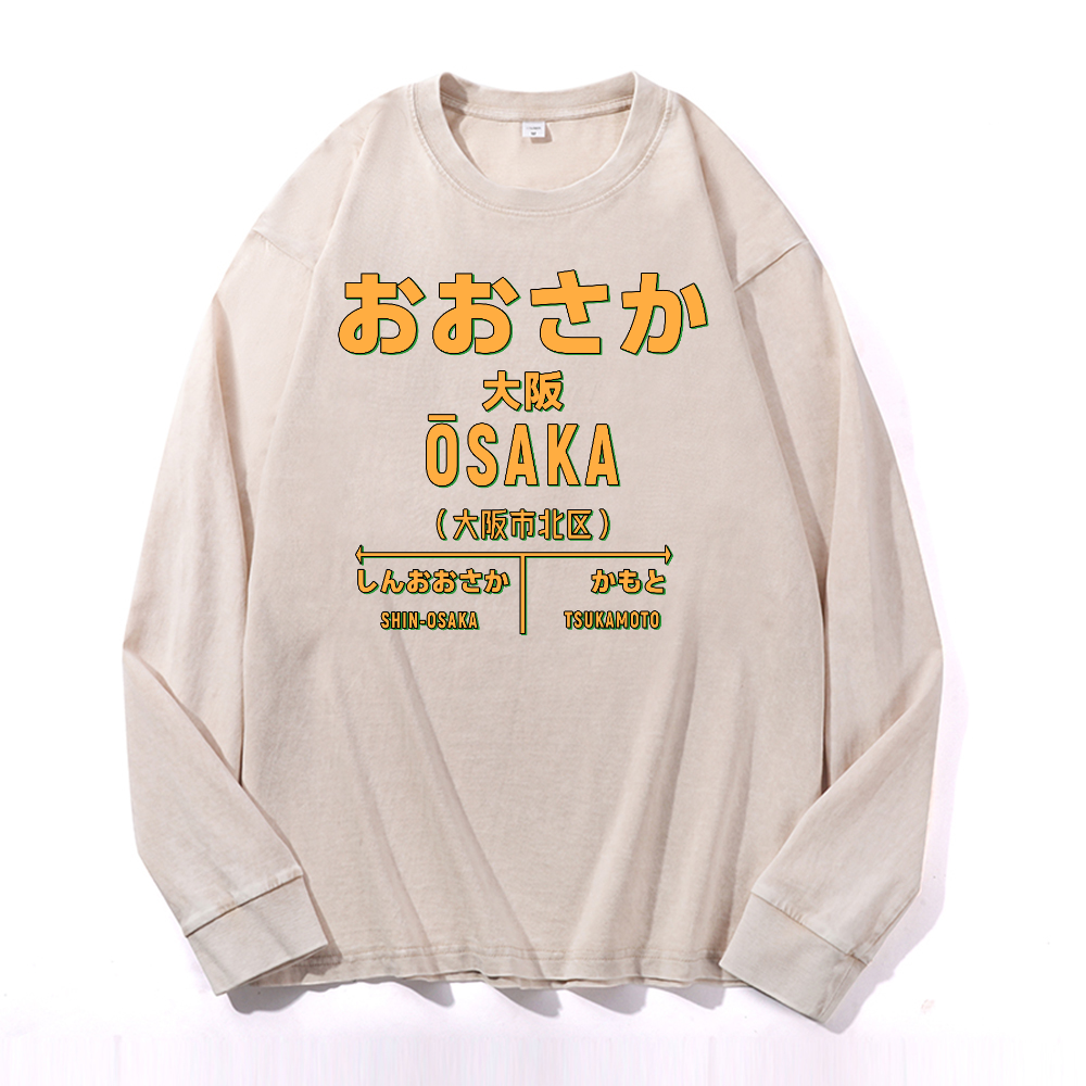 Osaka Vintage Cotton Wash Crewneck Long-Sleeve T-Shirt