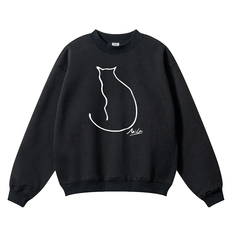 Mila Cat Vintage Cotton Blend Crewneck Sweatshirt