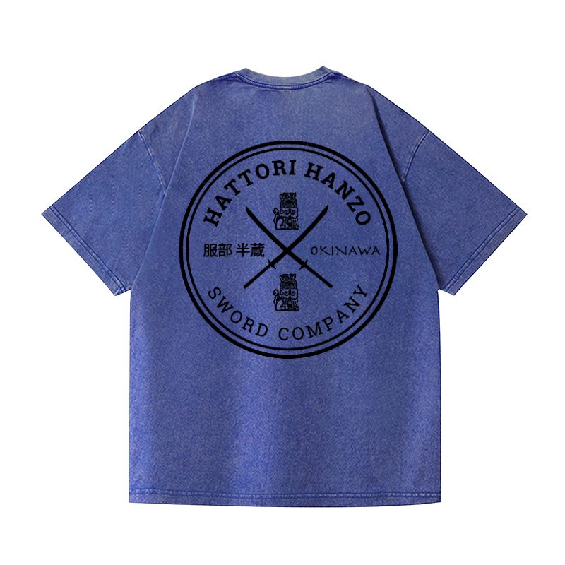 Hattori Hanzo Vintage Wash Japanese Design Back Art T-Shirt