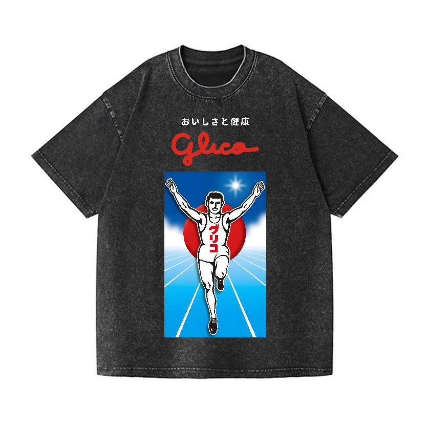 Osaka Dotonbori Glico Running Man Vintage Wash Japanese Design T-Shirt