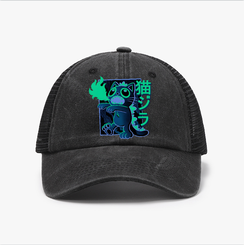 Cat Kaiju Vintage Cotton Breathable Hat