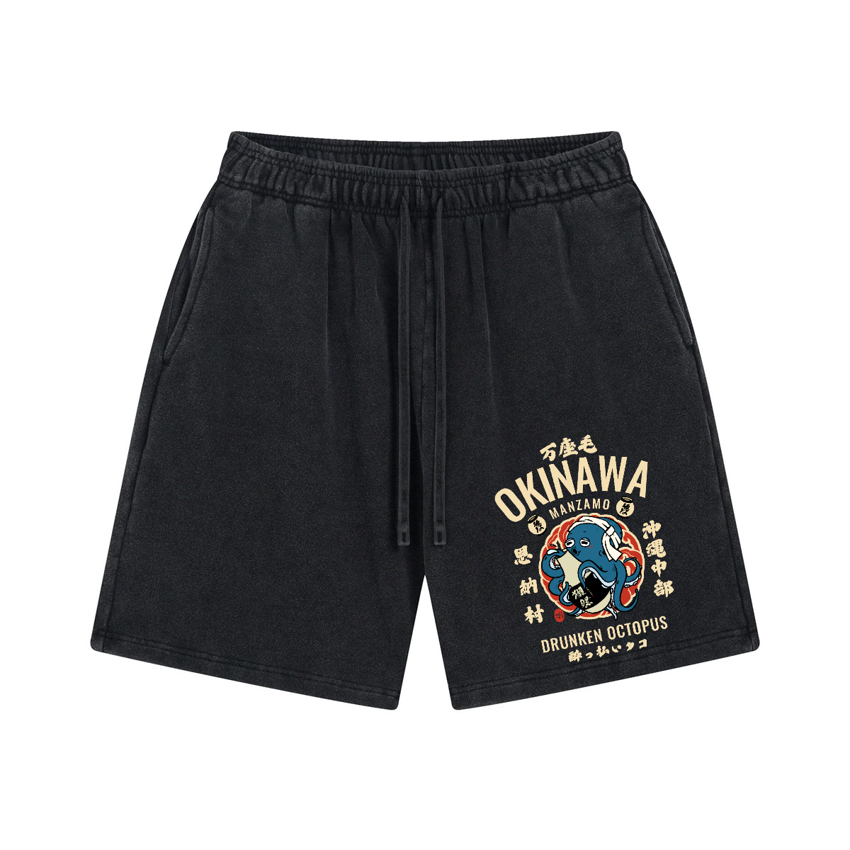 Okinawa Drunken Octopus Vintage Pure Thick Cotton Shorts