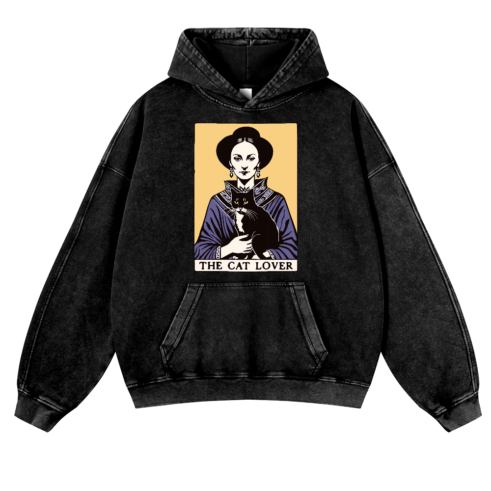 The Cat Lover Vintage Washed Thick Cotton Hoodie