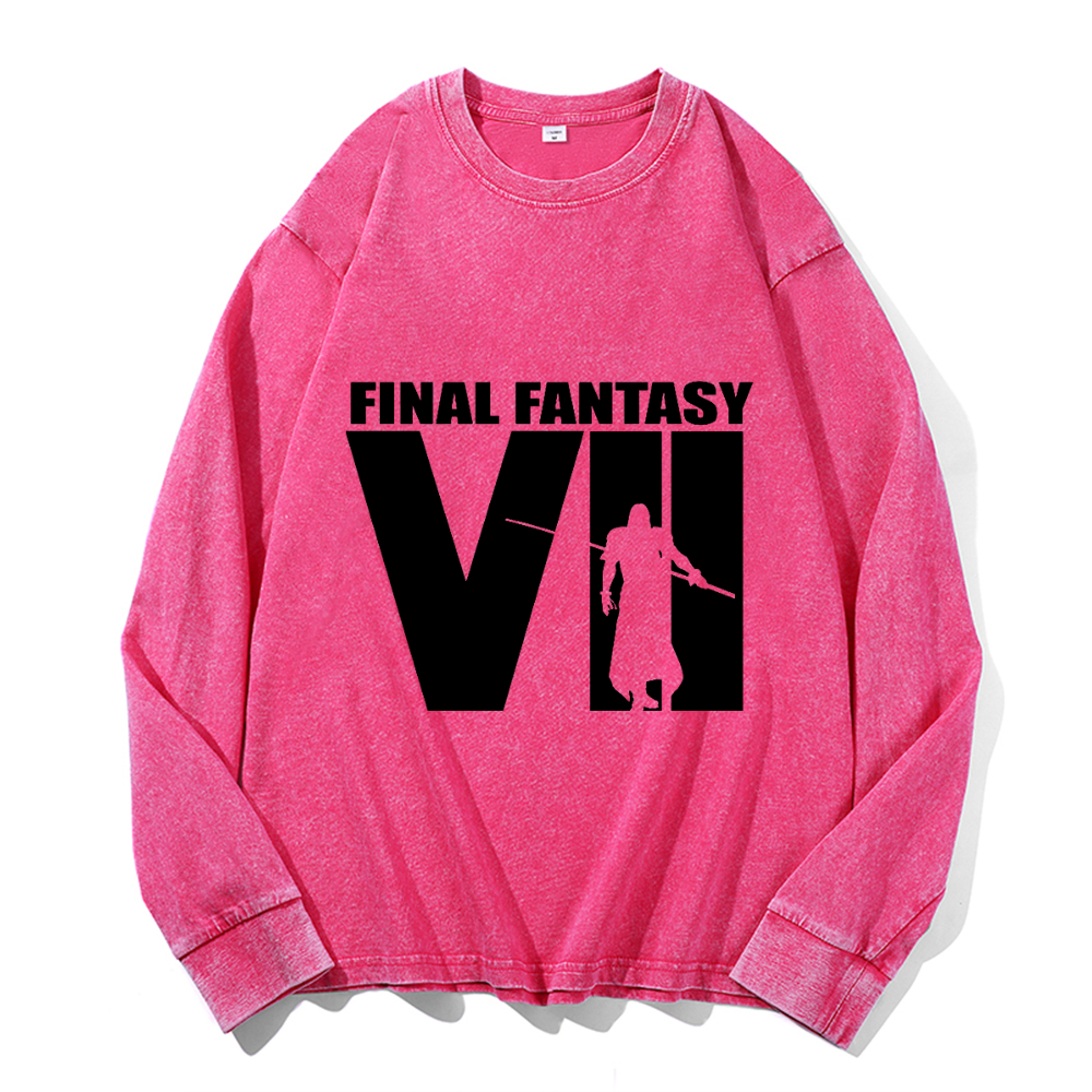 Vintage Cotton Wash Crewneck Long-Sleeve T-Shirt