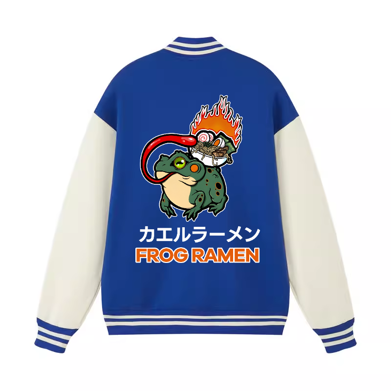 Frog Ramen Vintage Cotton Varsity Jacket