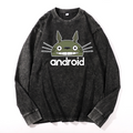 Ghibli Totoro Android Vintage Cotton Wash Long-sleeve T-shirt