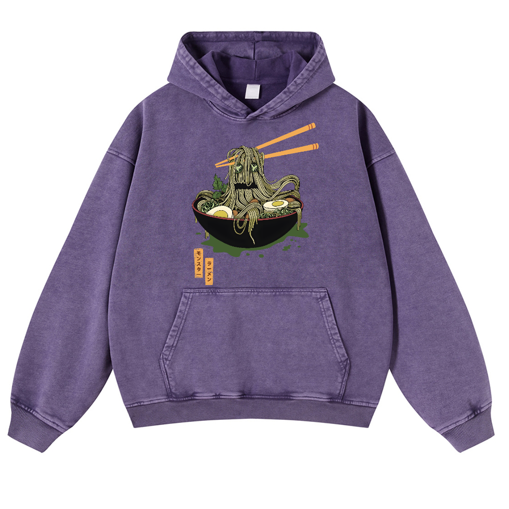 Monster Ramen Vintage Washed Thick Cotton Hoodie