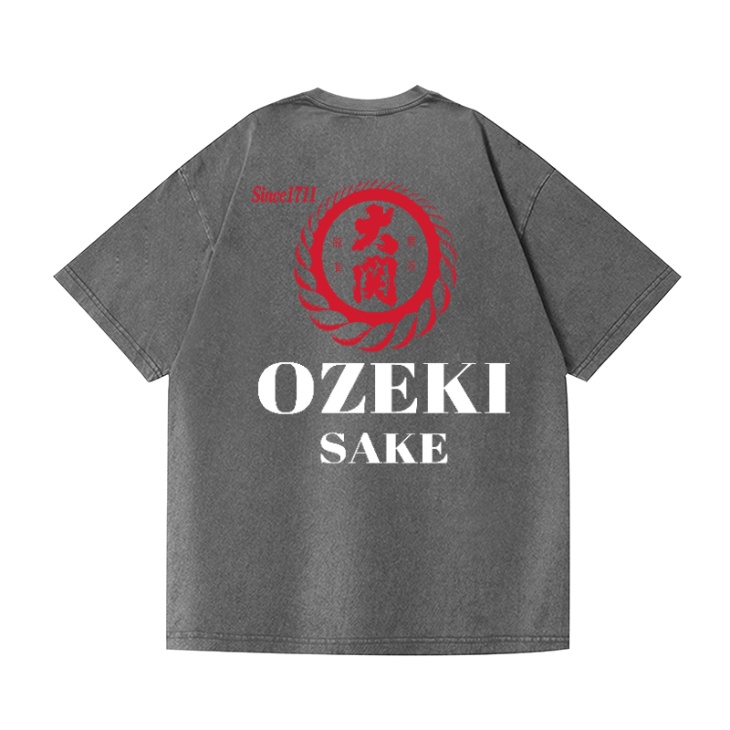 Ozeki Sake Vintage Wash Japanese Design Back Art T-Shirt