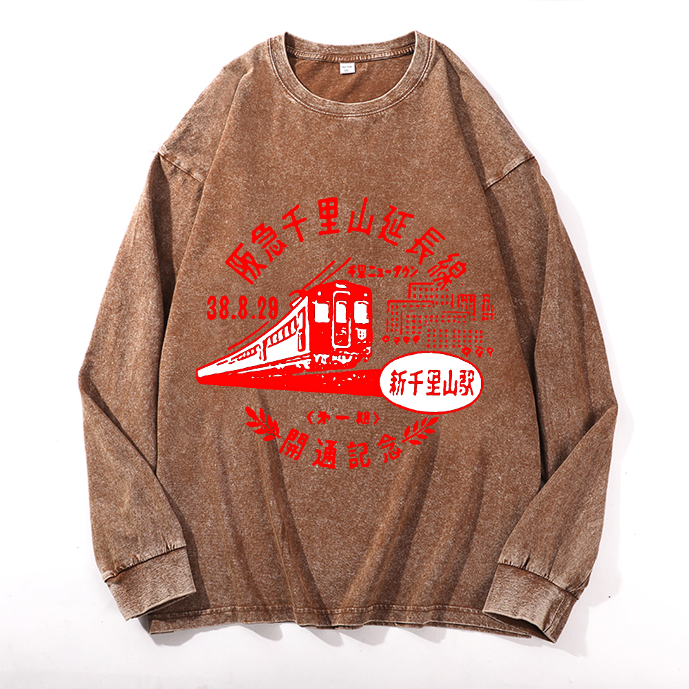Vintage Cotton Wash Crewneck Long-Sleeve T-Shirt