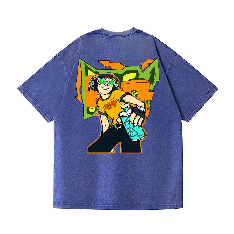 Jet Set Radio Vintage Wash Japanese Design Back Art T-Shirt