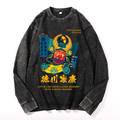 Tokugawa Ieyasu Vintage Cotton Wash Crewneck Long-Sleeve T-Shirt