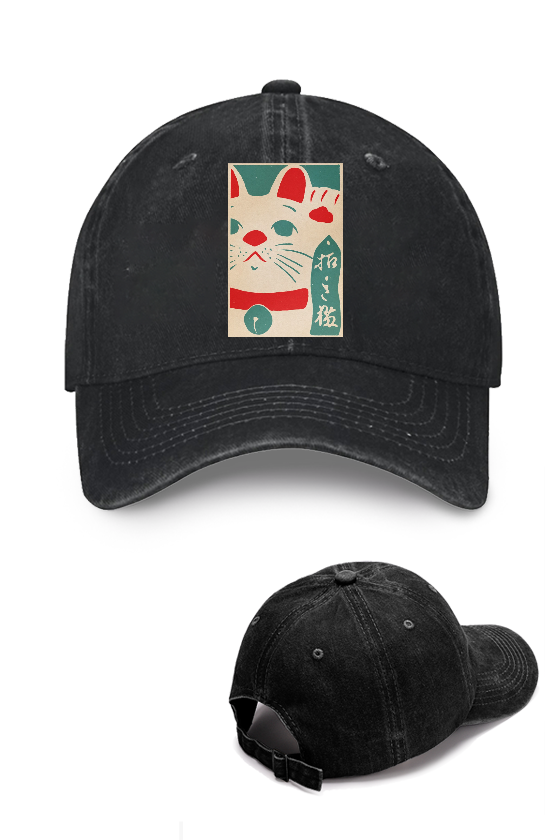 Lucky Cat Vintage Cotton Cap