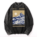 Mount Fuji Vintage Cotton Wash Crewneck Long-Sleeve T-Shirt
