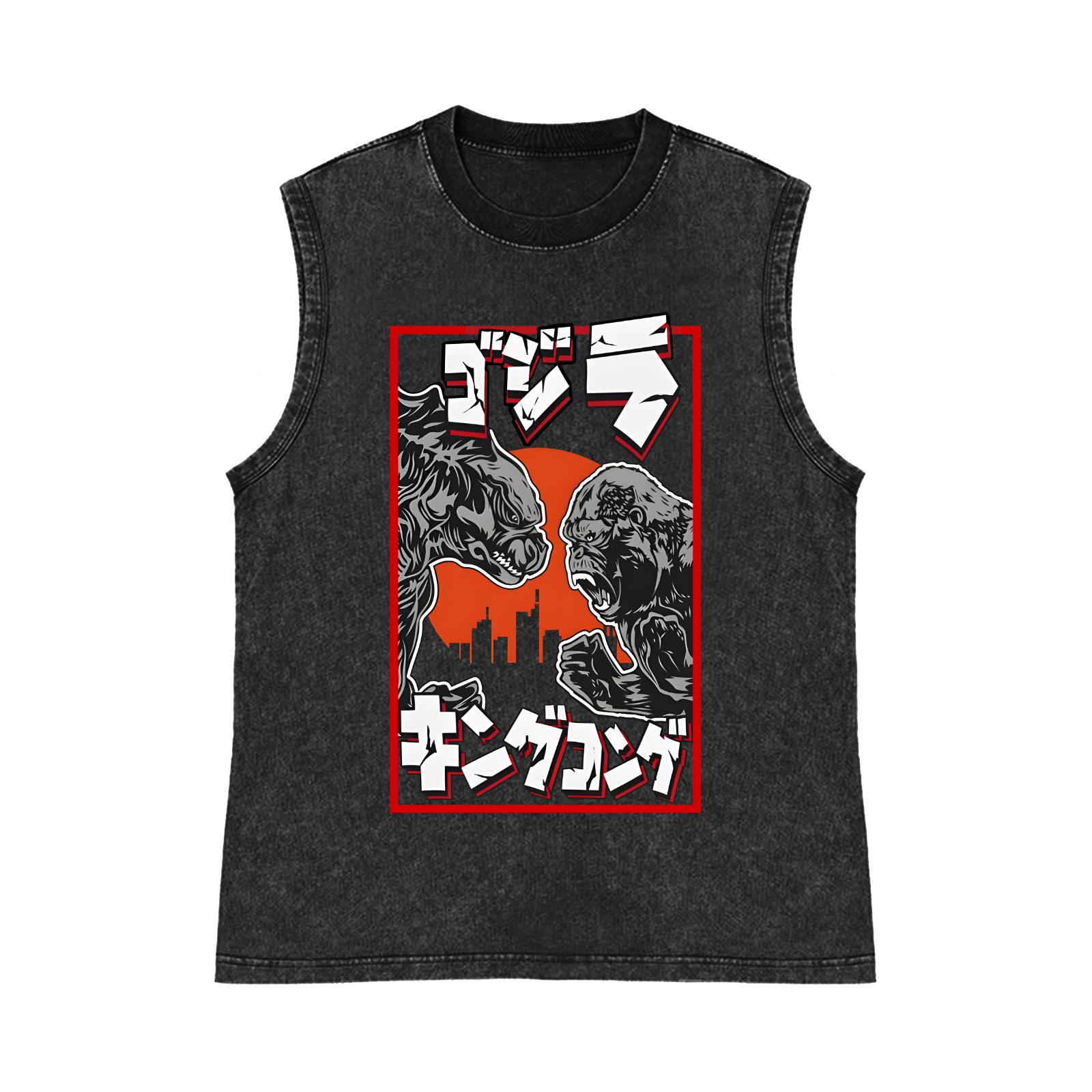 Kaiju VS King Kong Pure Cotton Wash-Dyed Sleeveless Tank Top