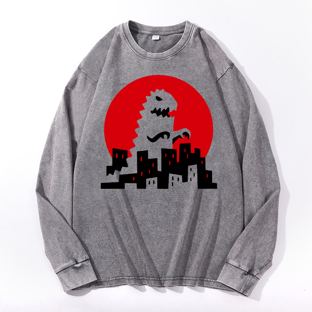Vintage Cotton Wash Crewneck Long-Sleeve T-Shirt