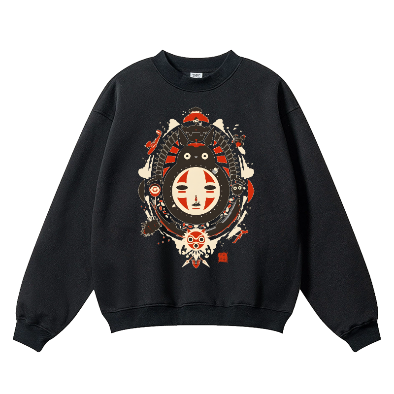 Ghibli Totoro No Face Kaonashi Vintage Cotton Blend Crewneck Sweatshirt