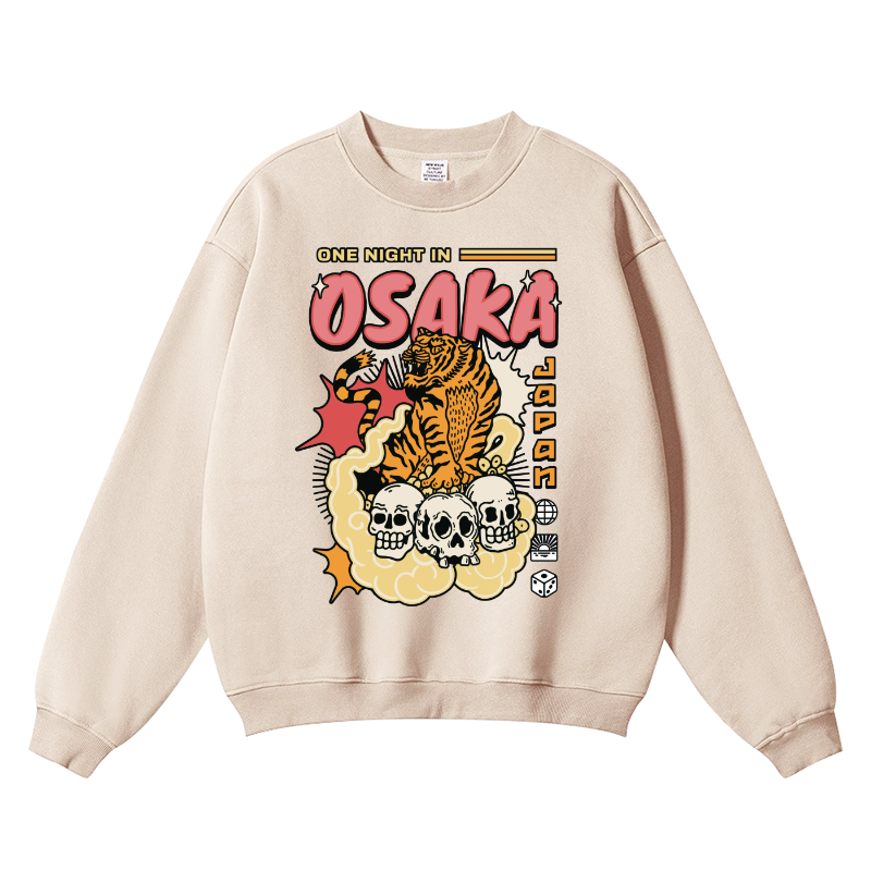 Osaka Tiger Vintage Cotton Blend Crewneck Sweatshirt