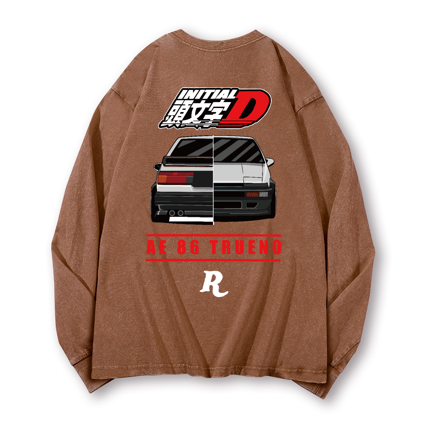 Initial D Vintage Washed Cotton Back Art Long-sleeve T-shirt