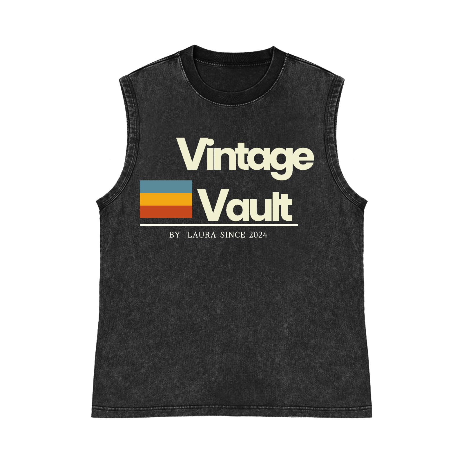 Vintage Vault Pure Cotton Wash-Dyed Sleeveless Tank Top