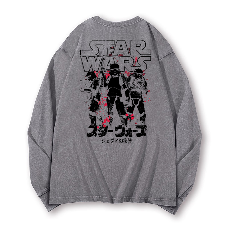Storm Trooper Vintage Washed Cotton Back Art Long-sleeve T-shirt