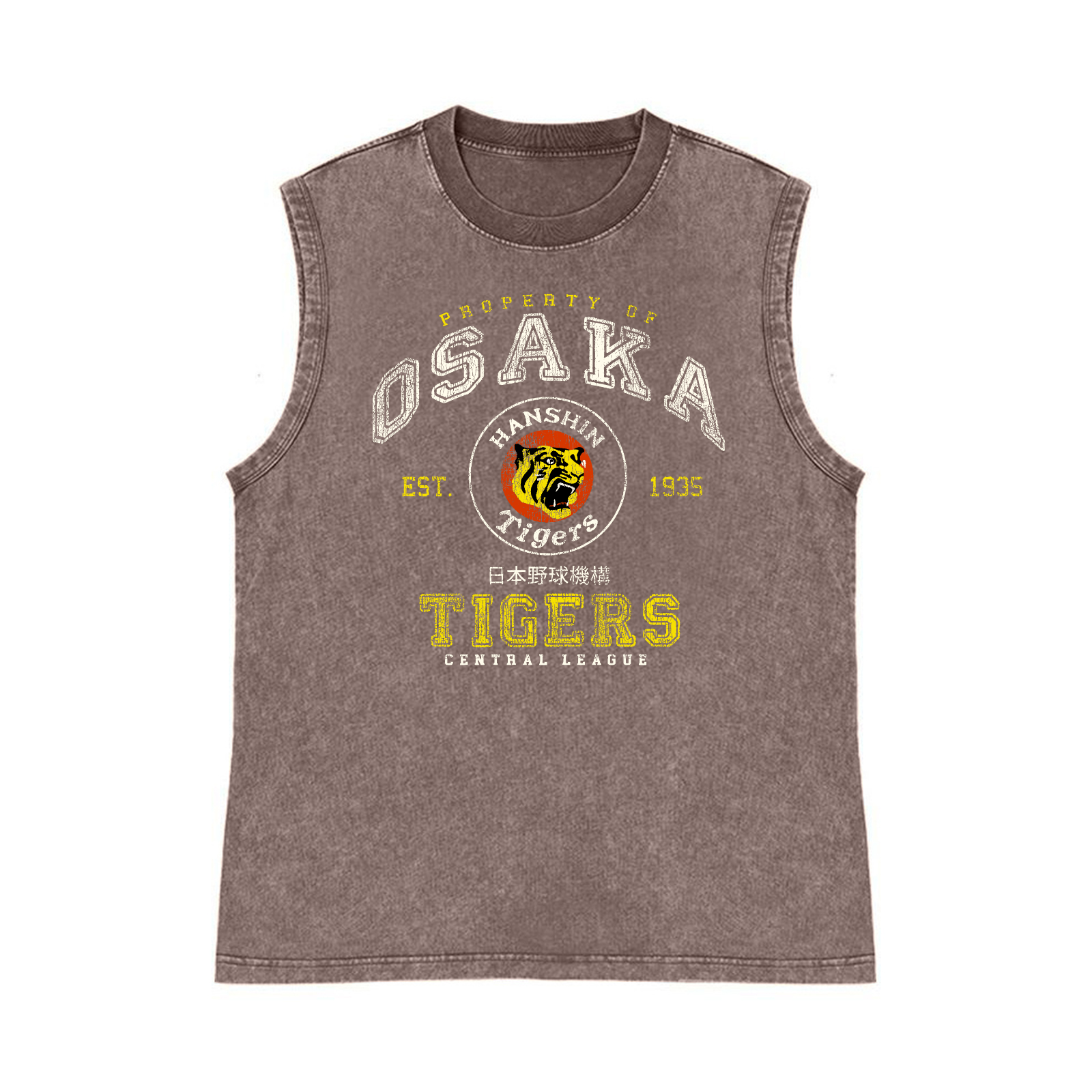 Osaka Tigers Pure Cotton Wash-Dyed Sleeveless Tank Top