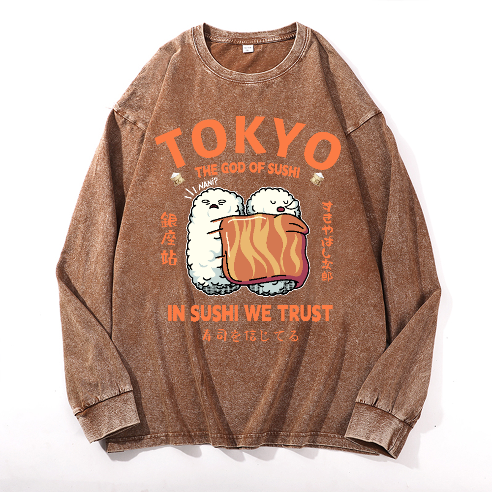 Sushi Vintage Cotton Wash Crewneck Sweatshirt