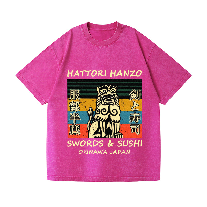 Hattori Hanzo Komainu Okinawa Japan Vintage Wash Japanese Design T-Shirt