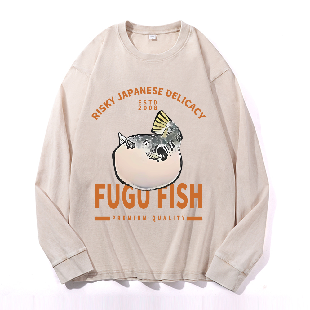 Vintage Cotton Wash Crewneck Long-Sleeve T-Shirt