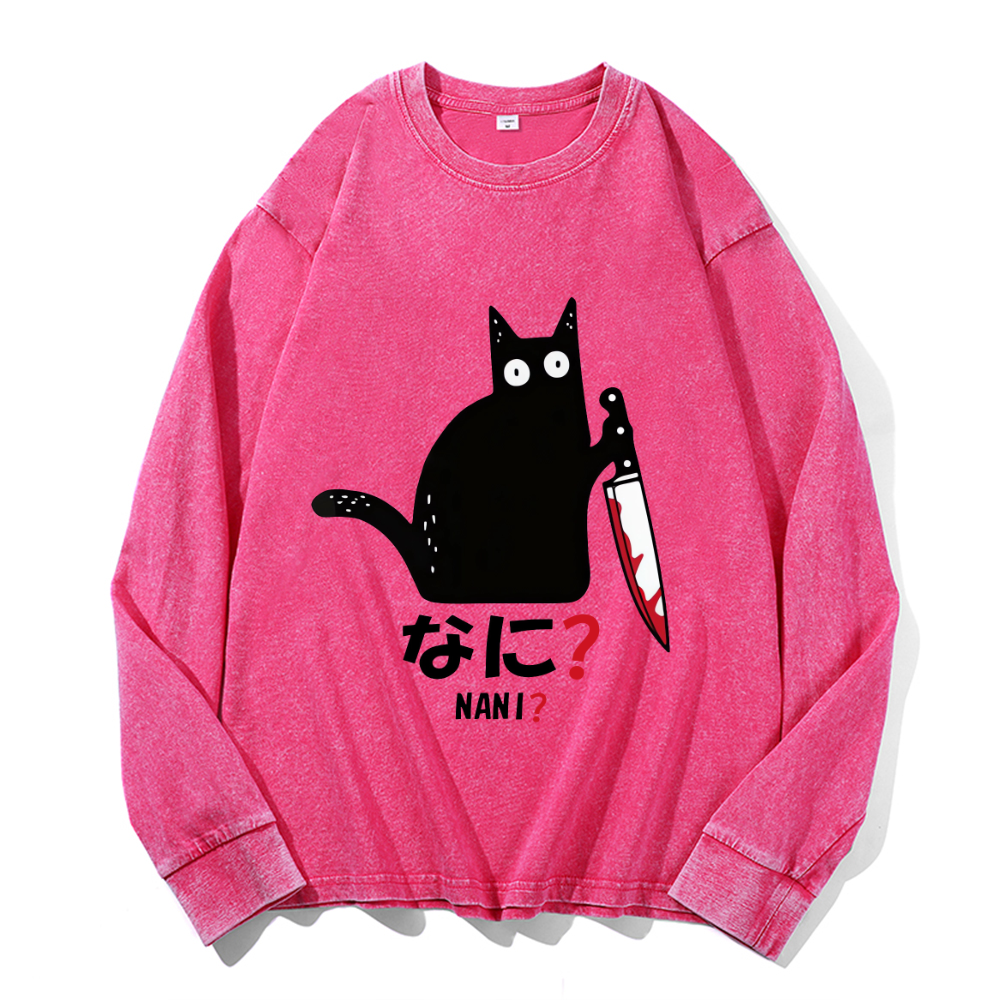 Vintage Cotton Wash Crewneck Long-Sleeve T-Shirt