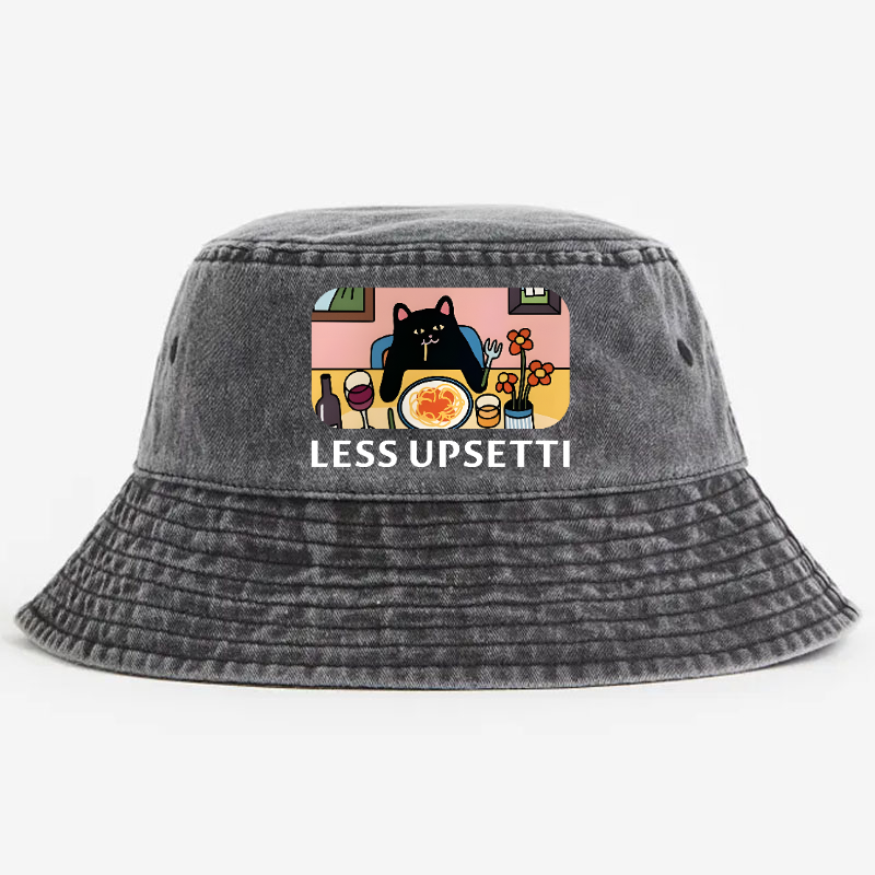 Spaghetti Cat Vintage 100% Cotton Bucket Hat